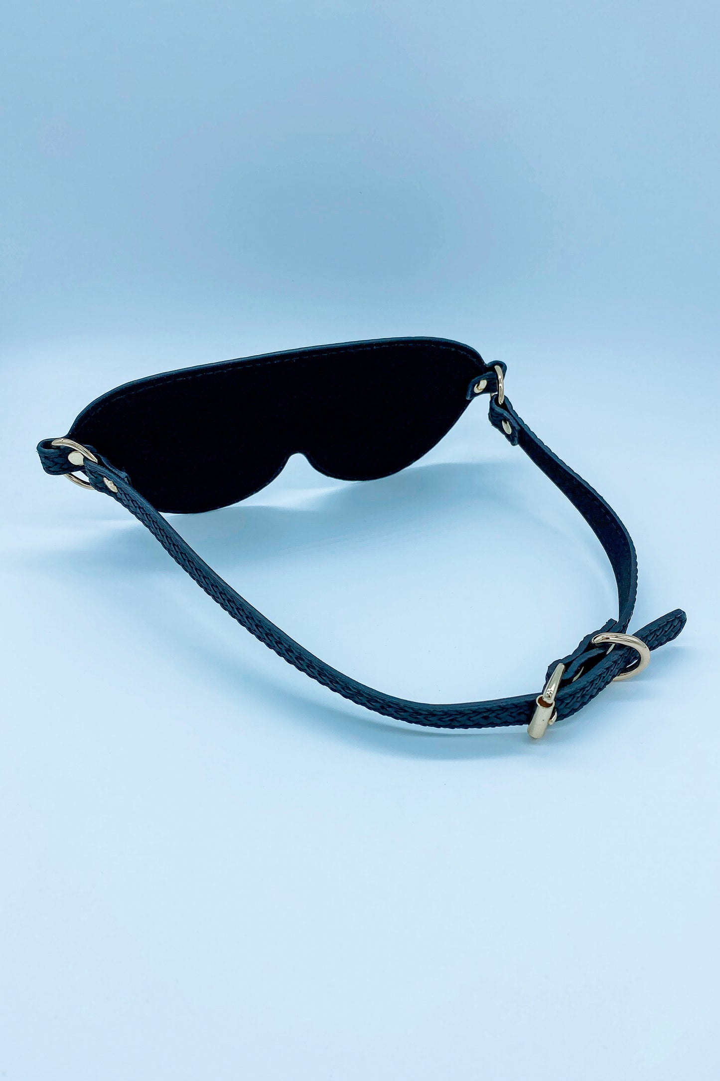 Faux leather BDSM eye mask – soft, adjustable, and perfect for sensory play