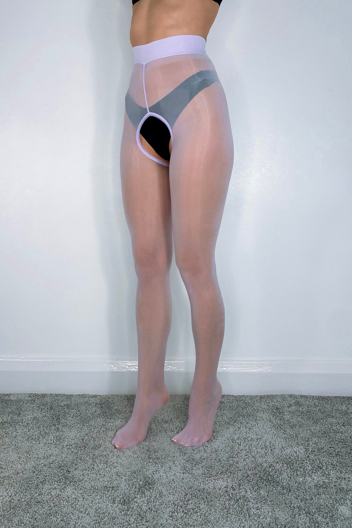 Transparent purple glossy tights