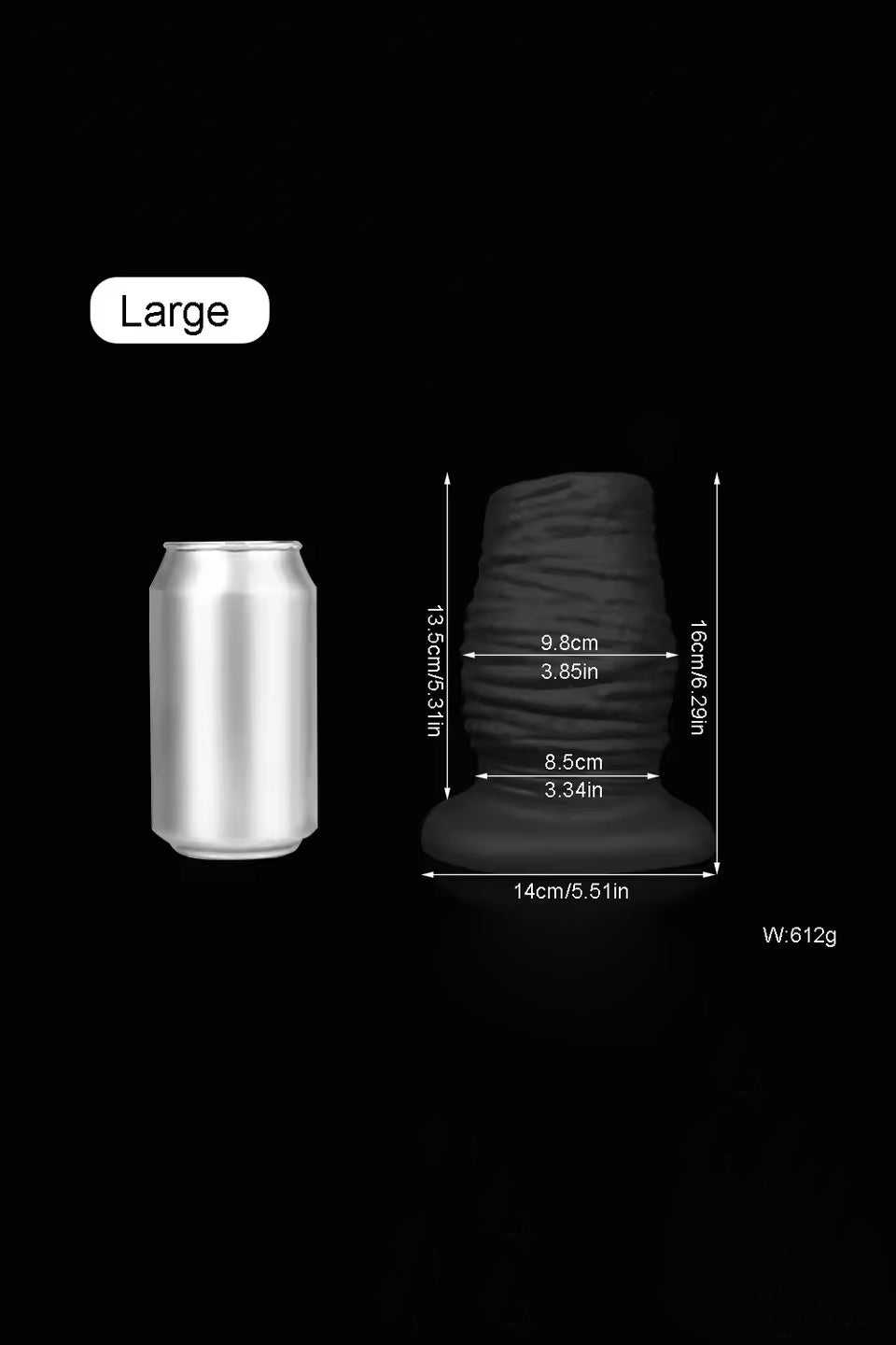 Anal Tunnel Hollow Plug large size with measurements