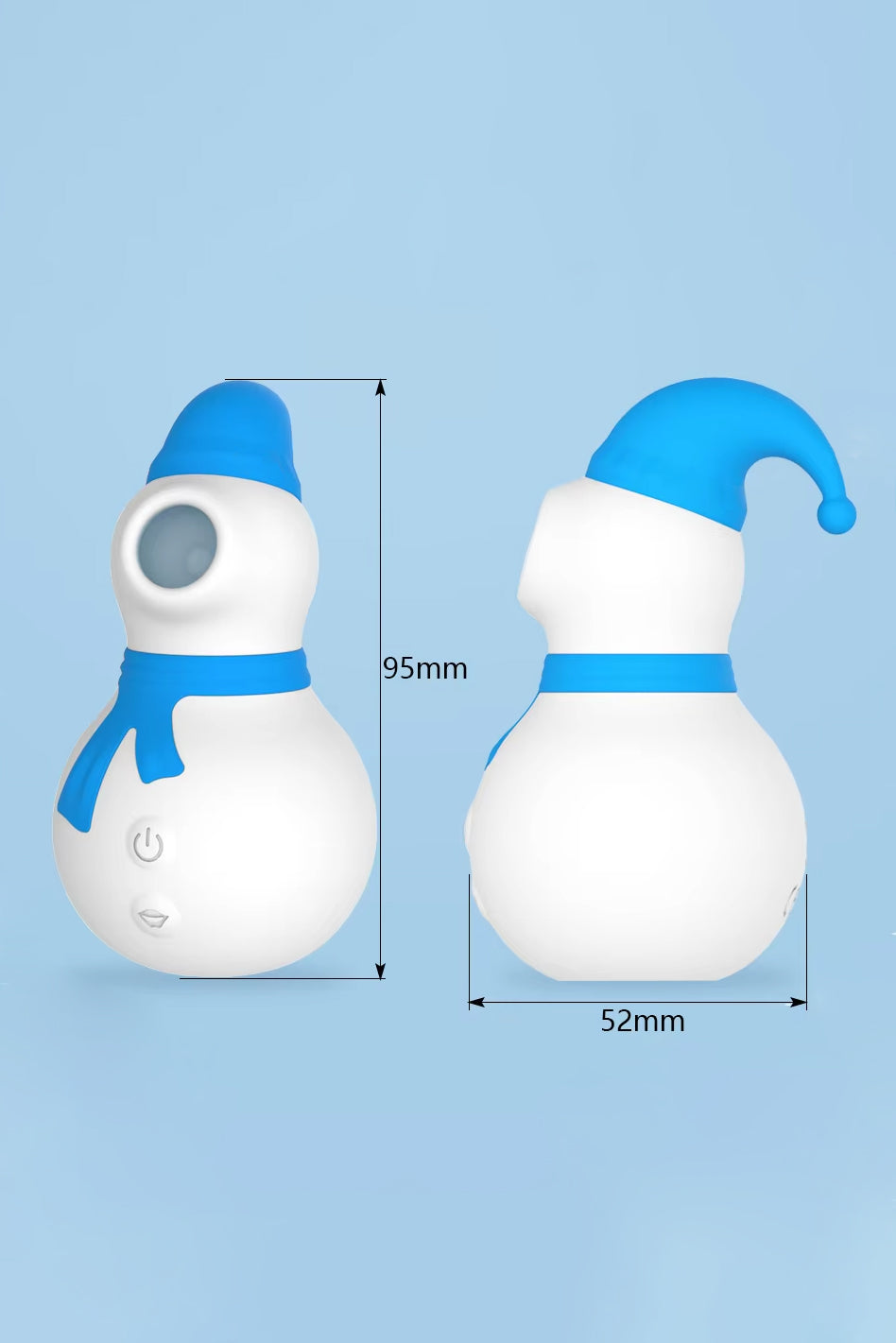 Blue snowman clitoral suction sex toy front and back