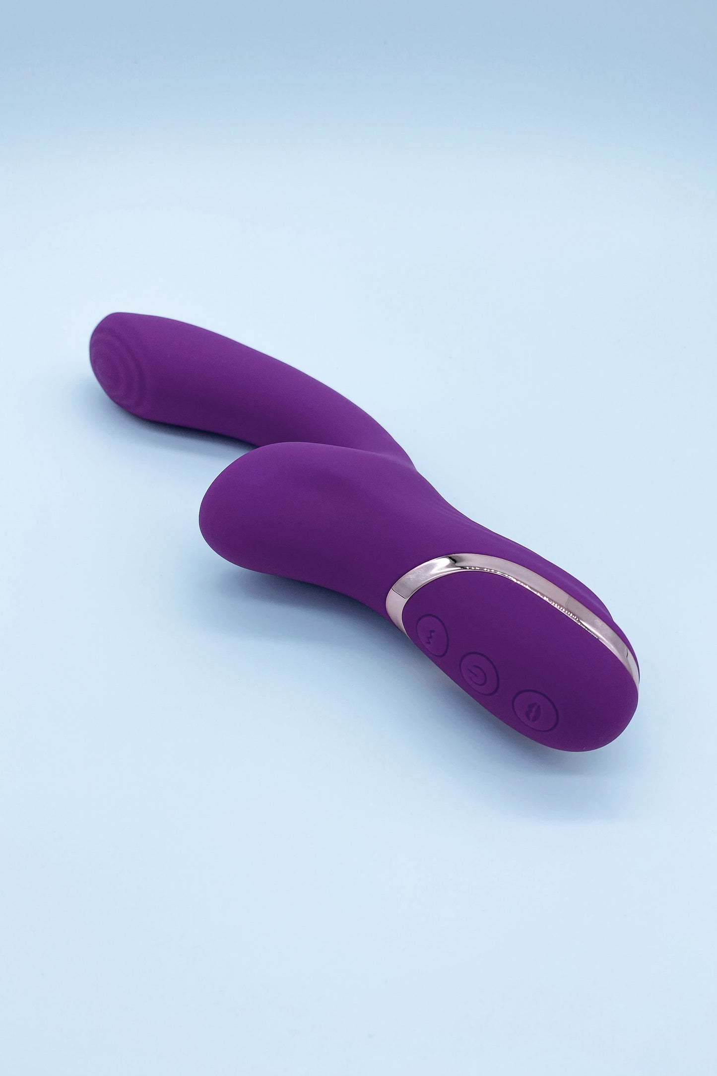 Purple dual G-spot and clitoral suction rabbit vibrator with 10 vibration and suction modes