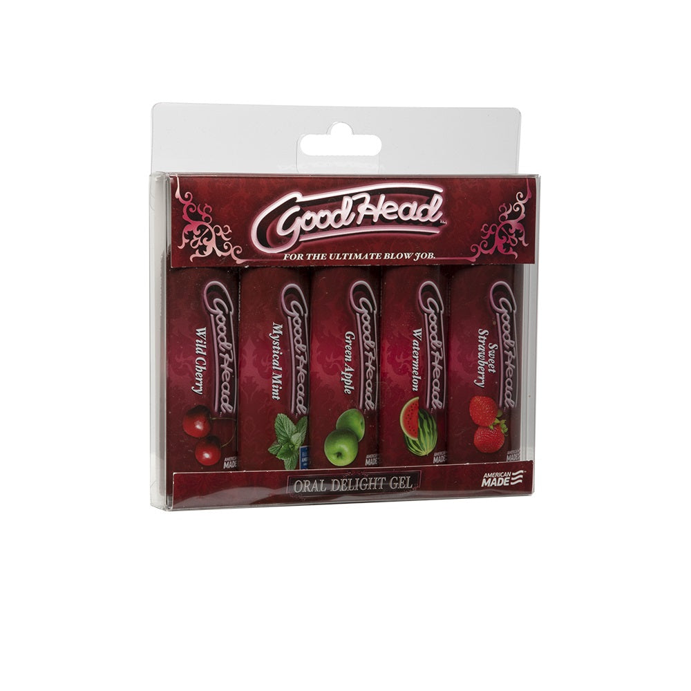 Doc Johnson Good Head Ultimate Blow Job Gel 5 Pack gift set containing five flavoured oral gels
