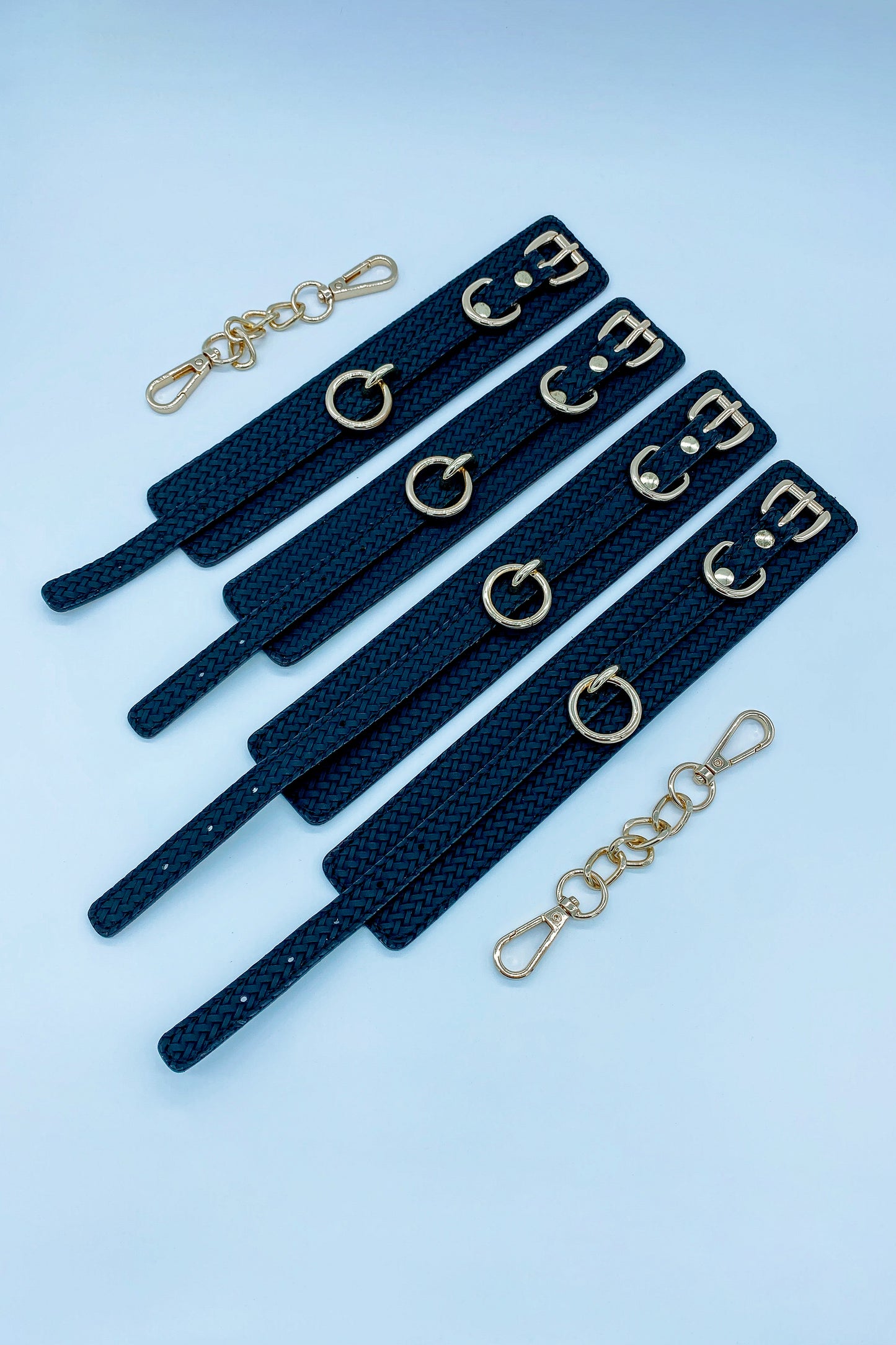 Hand and leg Faux leather cuffs bondage