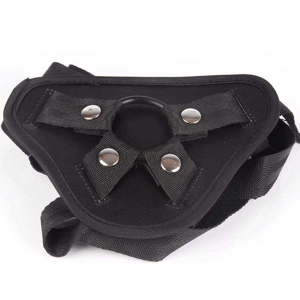 Adjustable strap-on belt with dual ring sizes for customizable fit and comfort