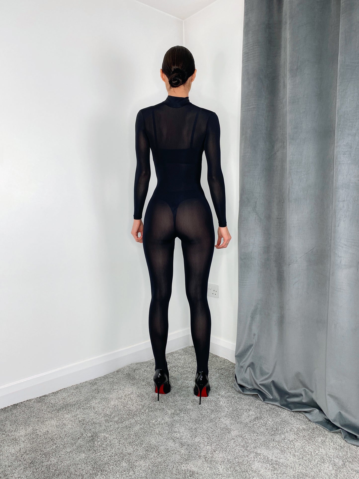 Black Silky Touch Double Zip Bodystocking