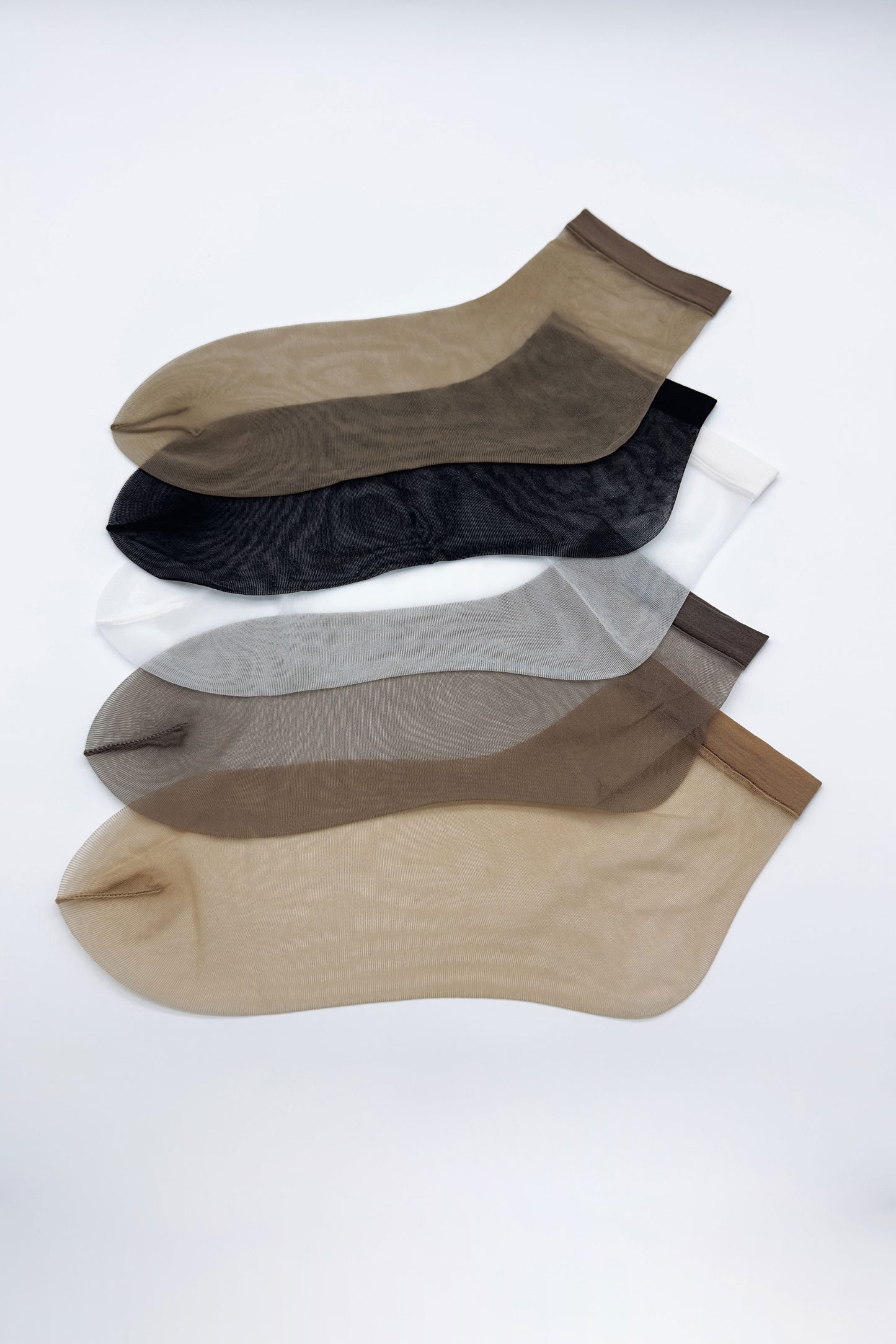 Multi-colour nylon ankle socks for casual wear – white, tan, black, coffee , grey
