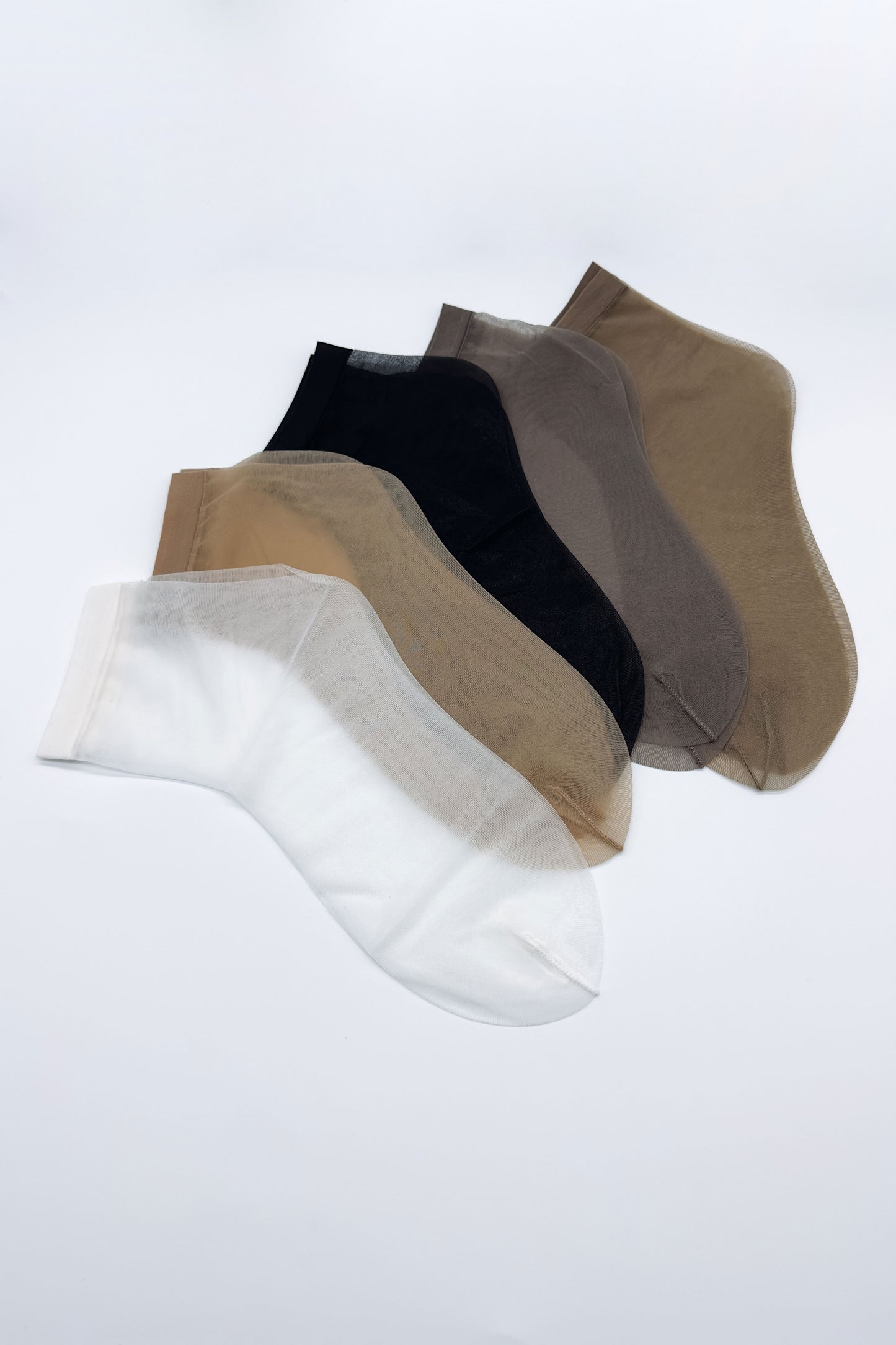 Breathable nylon ankle socks – black, grey, tan, coffee and white colours
