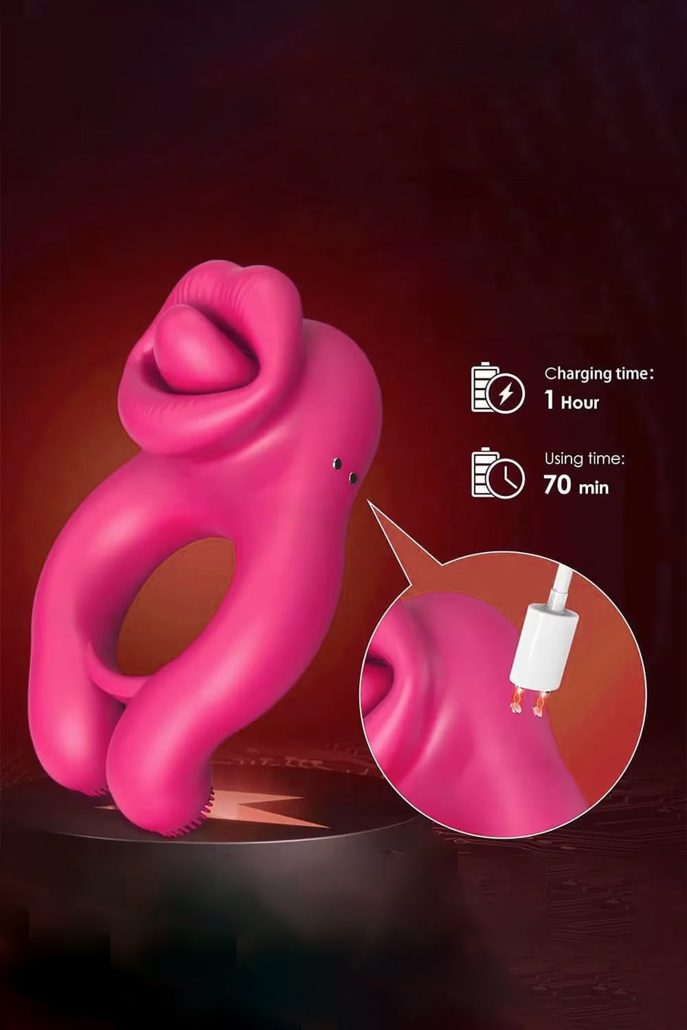 Vibrating cock ring for couples with clitoral tongue stimulation adult toy