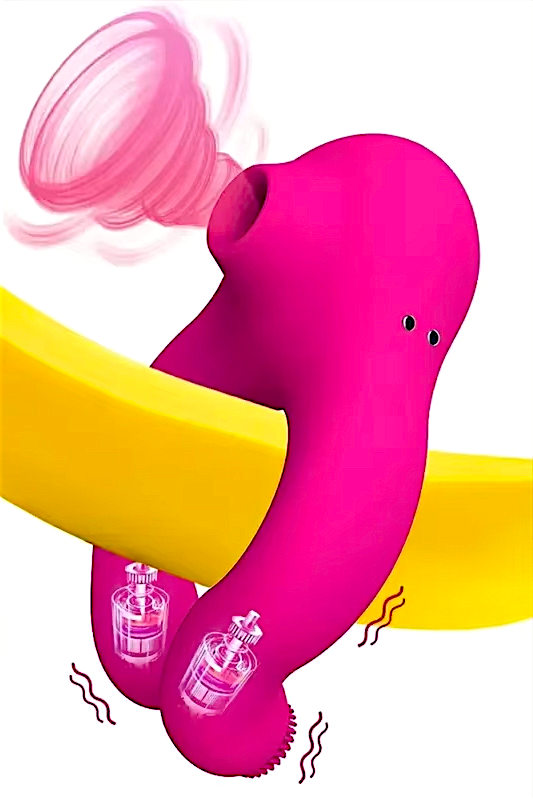 Couples Vibrating Cock Ring with Clitoral Suction  Pink Grapes