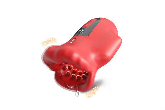 Mens automatic vibrating masturbator lips blowjob sex toy
