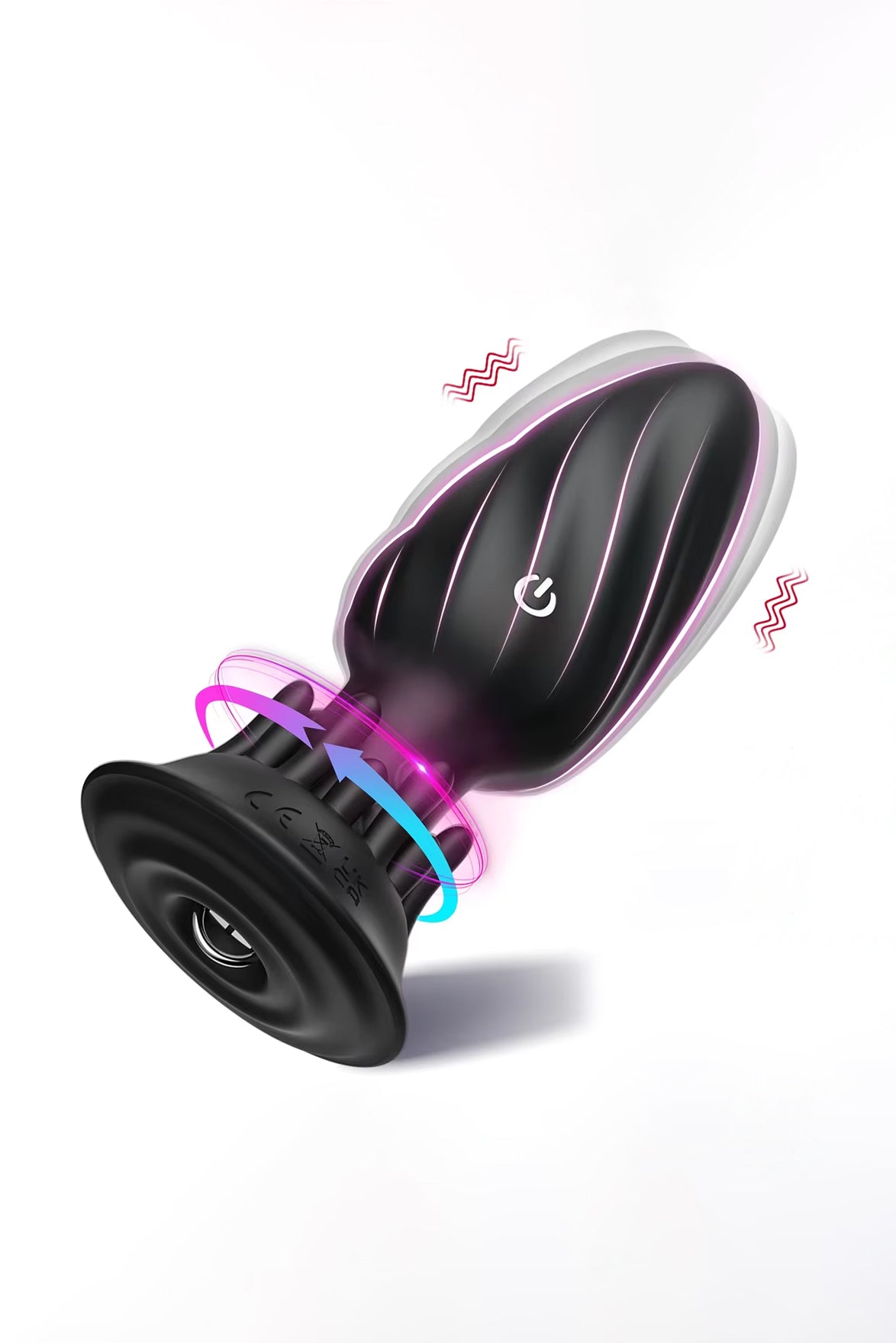360 Degree Rotating Butt Plug with Textured Massage Ring for Enhanced Stimulation