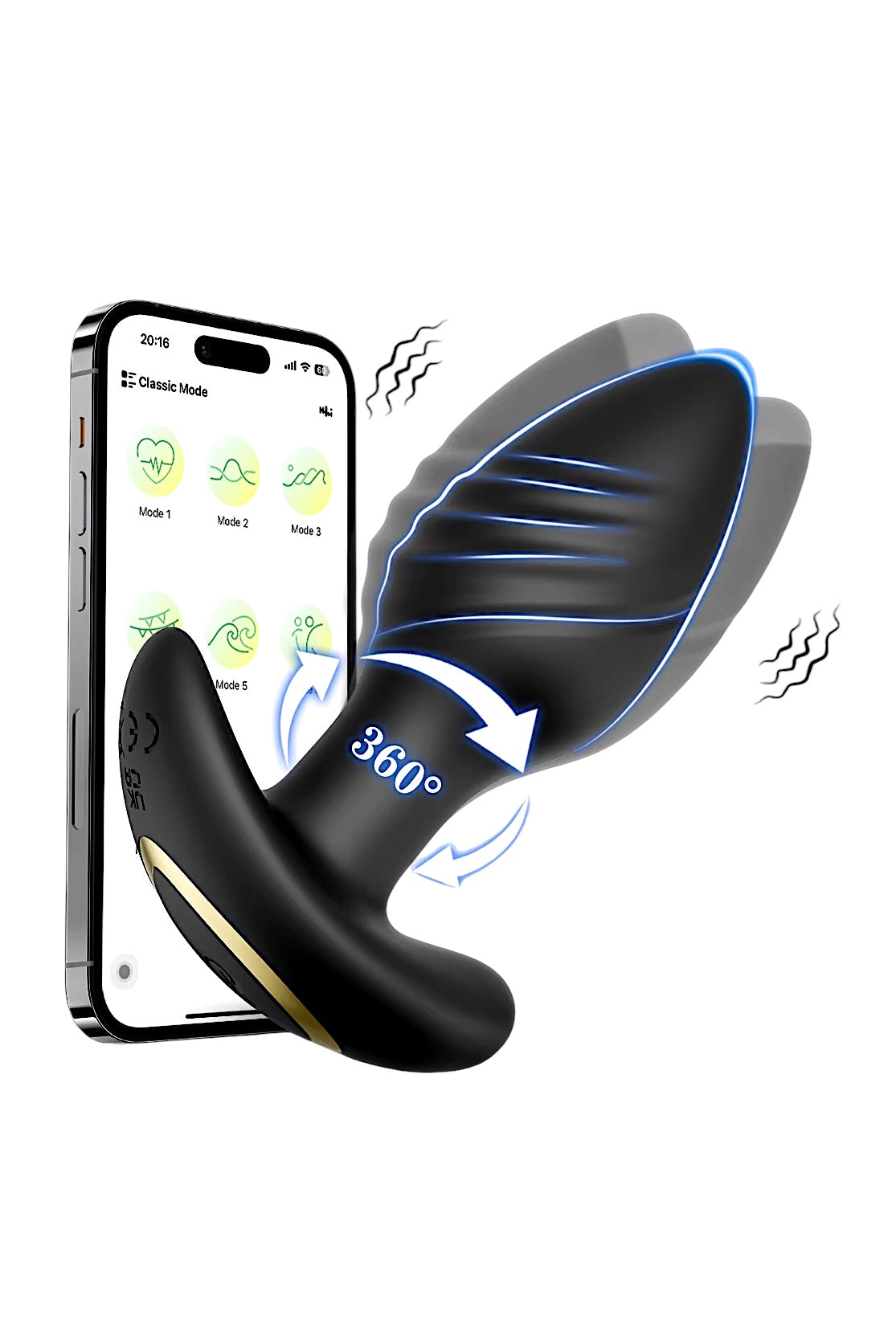 360 rotating butt plug with app control for advanced stimulation