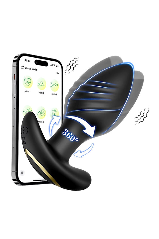 360 rotating butt plug with app control for advanced stimulation