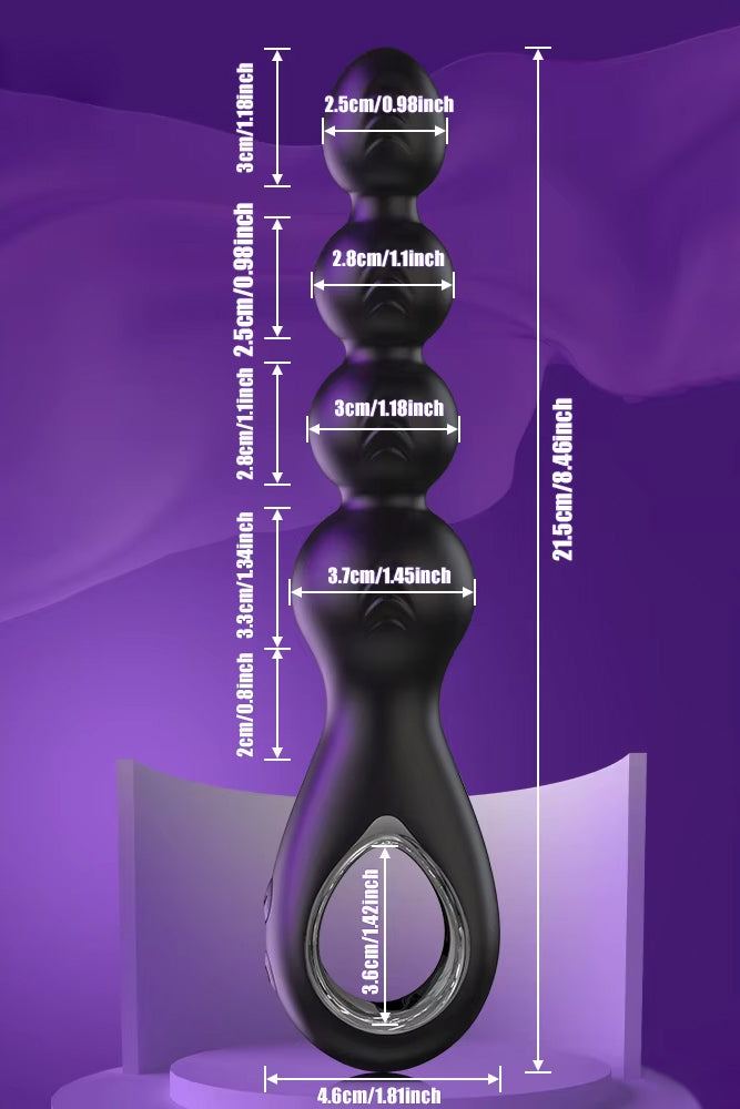 360 rotation vibrating anal plug textured beads