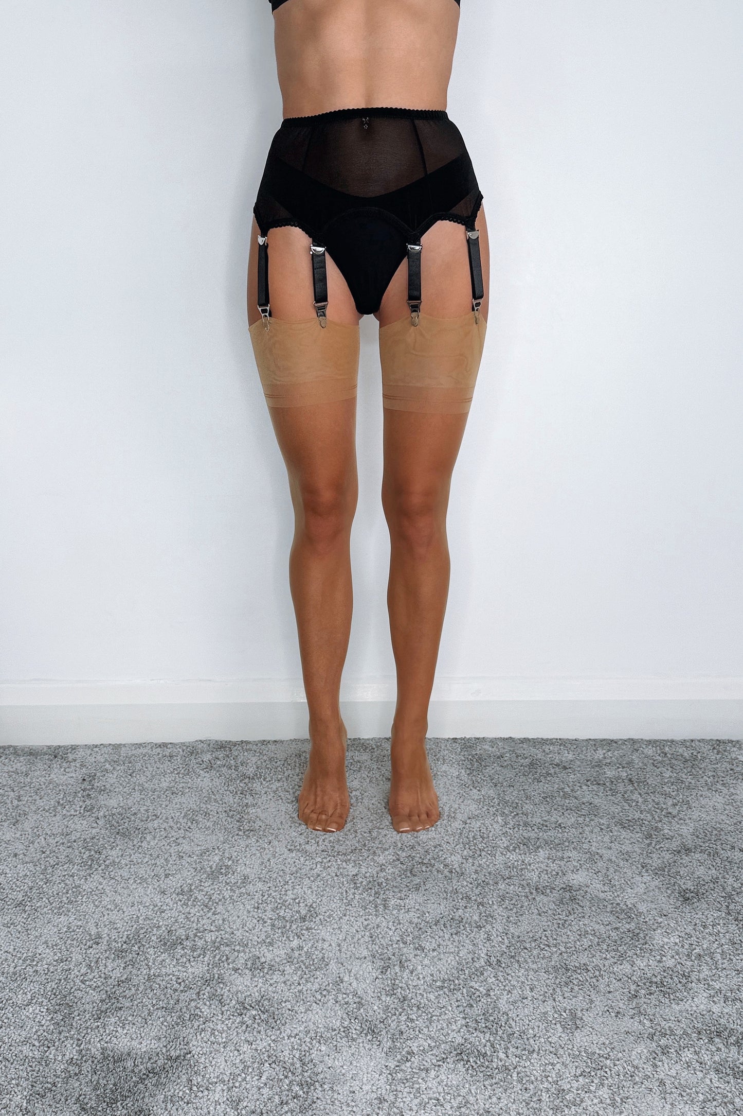 Tan Cuban Heel Fully Fashioned Stockings