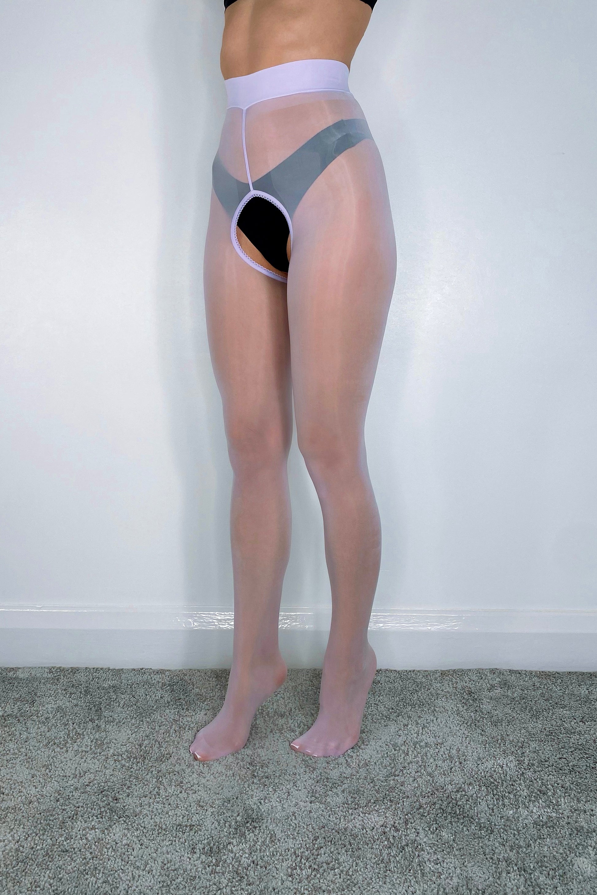 Transparent purple glossy tights