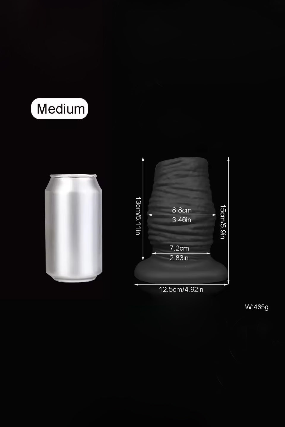 Anal Tunnel Hollow Plug medium size with measurements