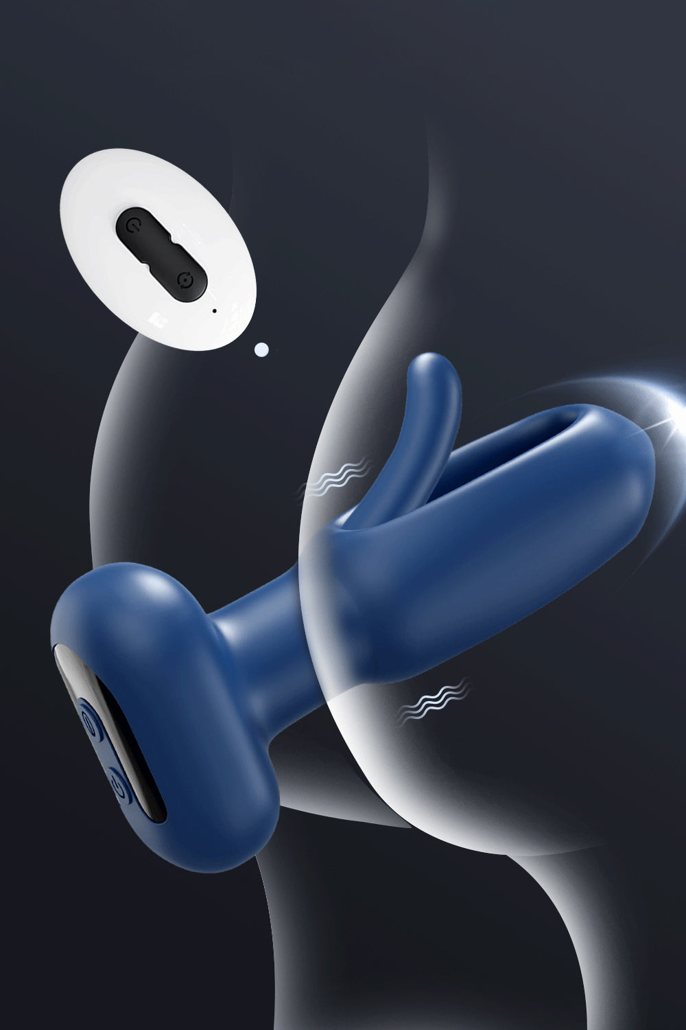 App controlled butt plug made from body safe silicone with remote control and rechargeable battery