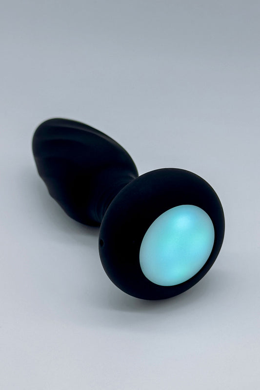 360-degree rotating light-up anal plug with LED display