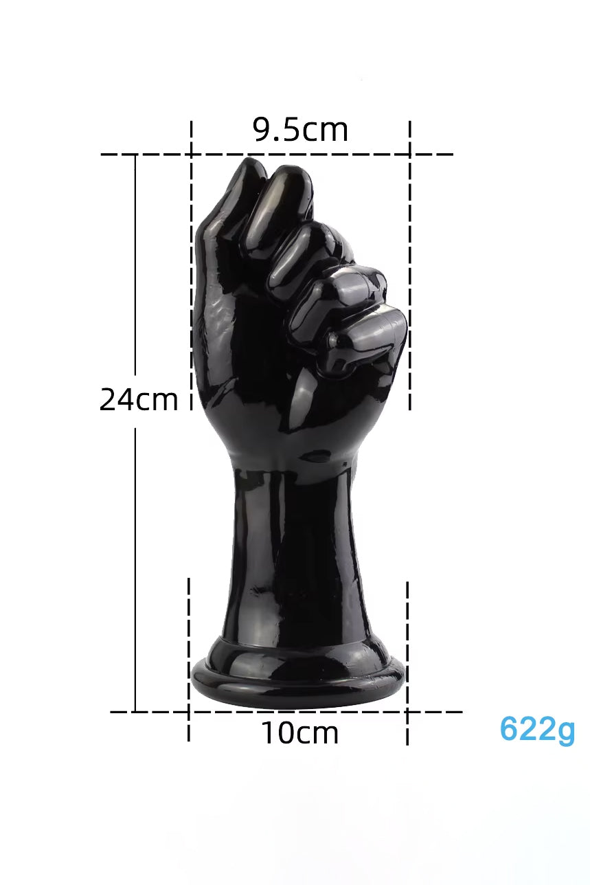 Black fist shaped dildo with flared suction base measurements 