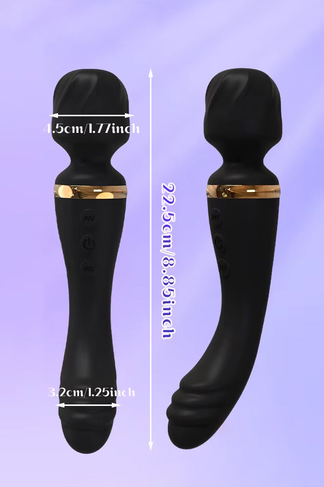 Black waterproof rechargeable magic wand personal massager