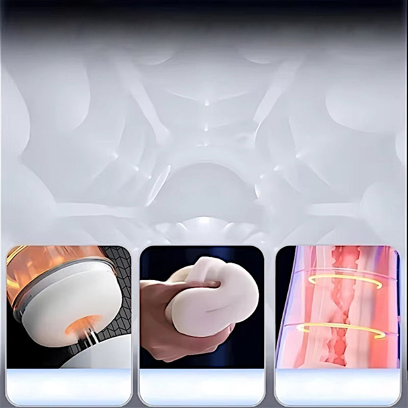 Blow motion textured silicone warming vibrating men masturbator