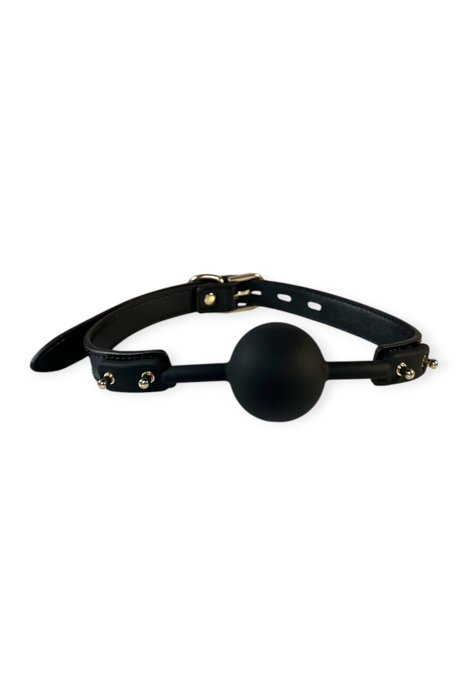 Bondage ball gag with silicone ball and adjustable leather strap BDSM accessory