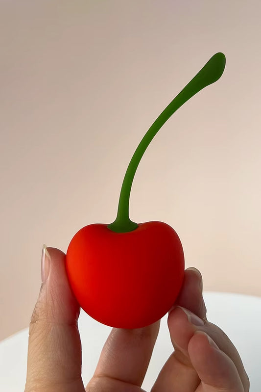 Cherry shaped vibrator egg in red silicone with rechargeable waterproof design