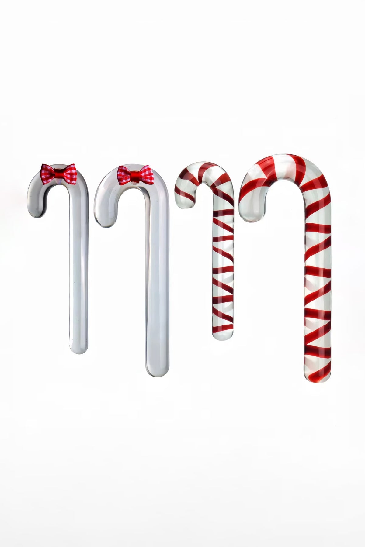 Christmas Candy Cane Glass Dildos in different designs