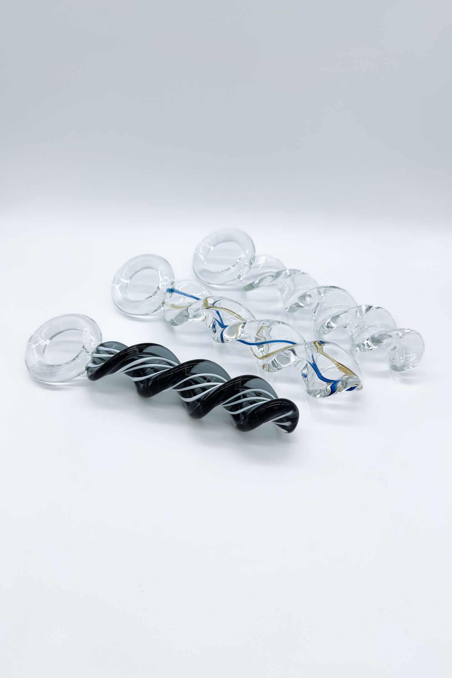 Clear twisted glass butt plug made from body safe crystal glass
