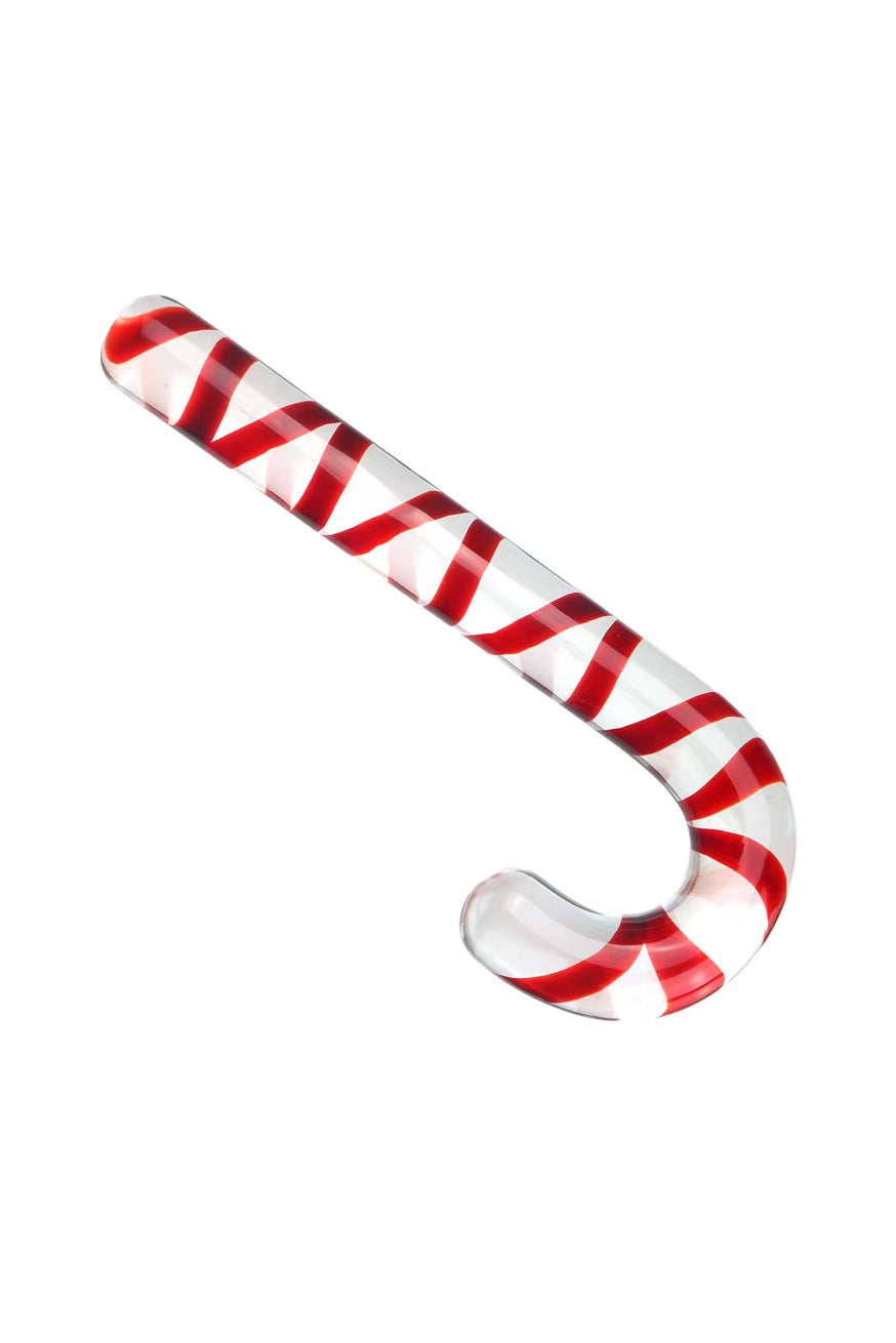 Curved Candy Cane Glass Dildo Christmas sex toy