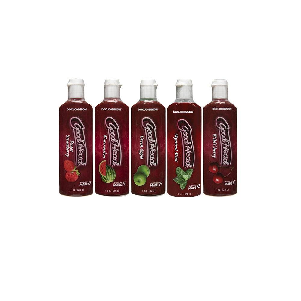 Doc Johnson Good Head Ultimate Blow Job Gel 5 Pack with Wild Cherry, Mystical Mint, Green Apple, Watermelon and Sweet Strawberry flavours