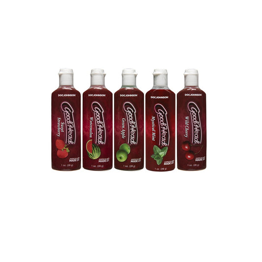 Doc Johnson Good Head Ultimate Blow Job Gel 5 Pack with Wild Cherry, Mystical Mint, Green Apple, Watermelon and Sweet Strawberry flavours