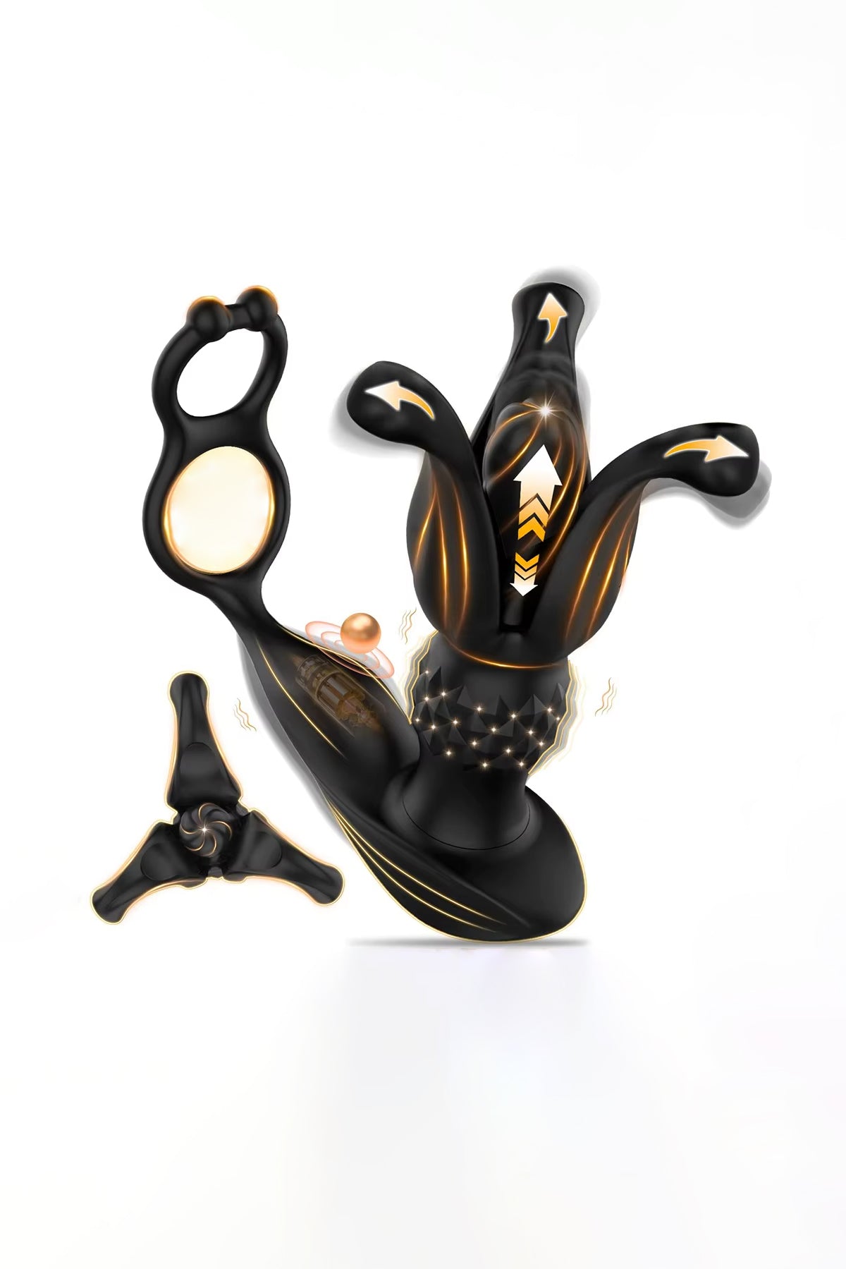 Expandable butt plug with cock ring – 3 petal expanding design male toy
