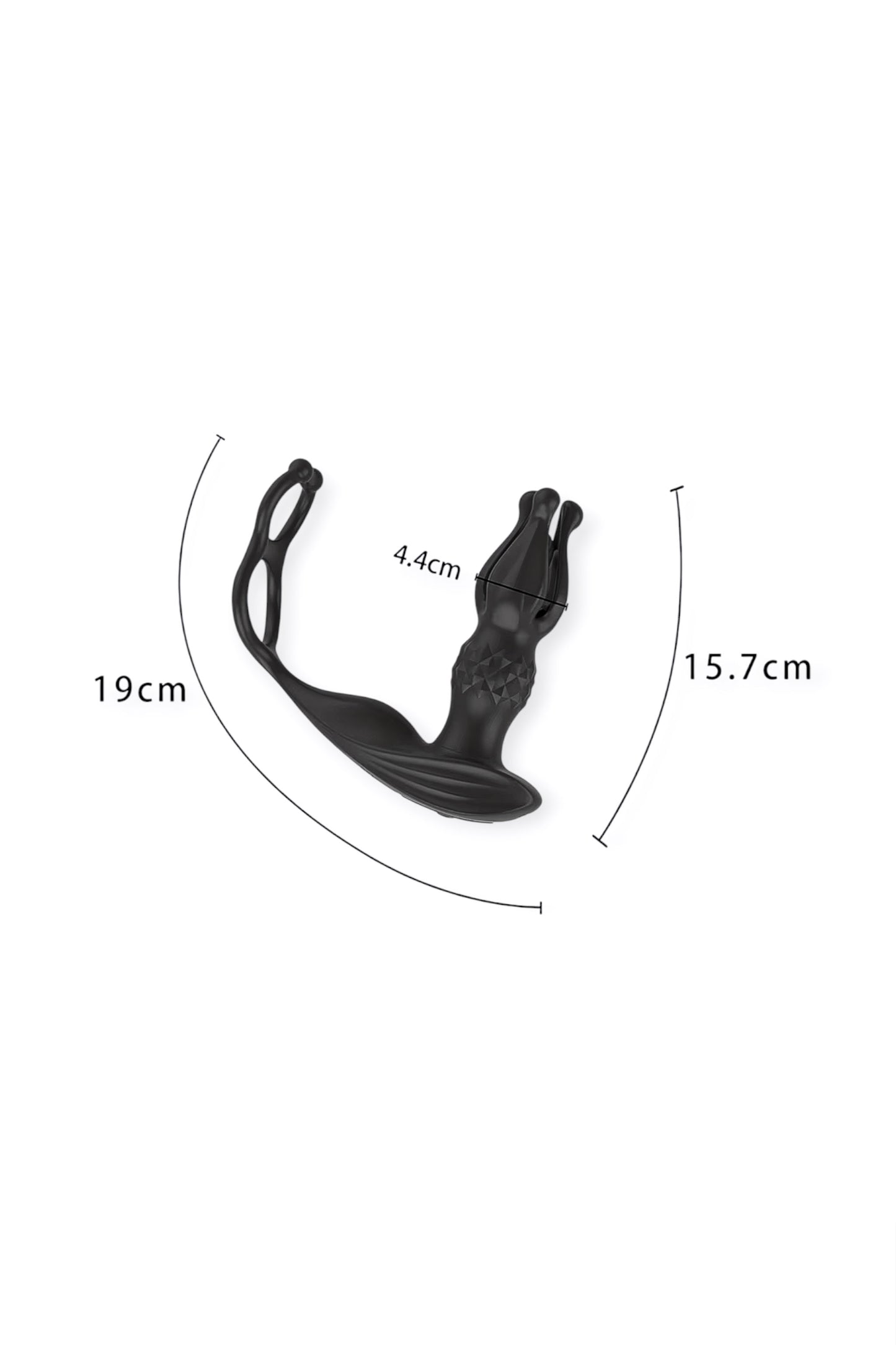 Expandable male butt plug with flexible cock ring – product dimensions