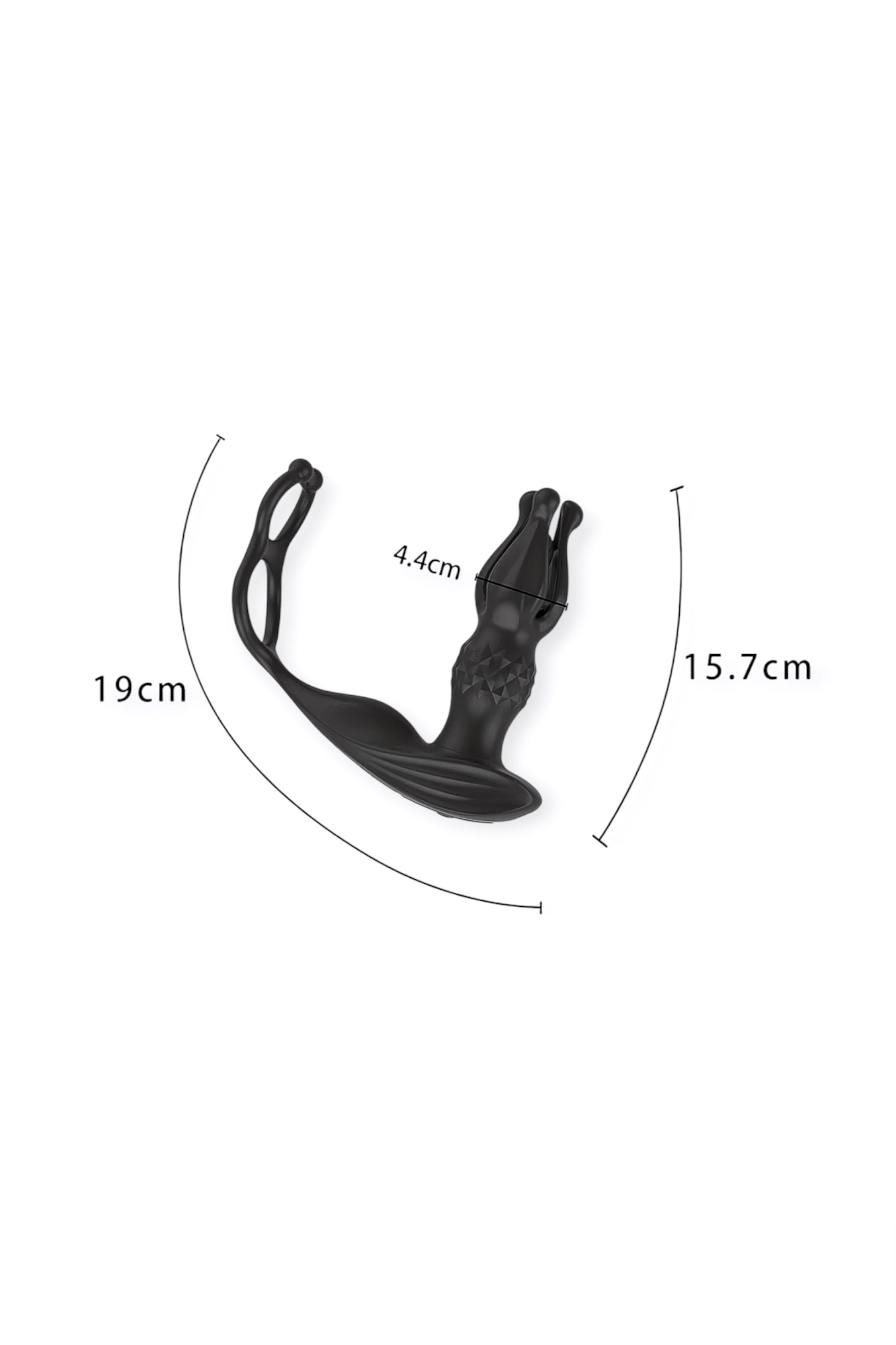 Expandable male butt plug with flexible cock ring – product dimensions