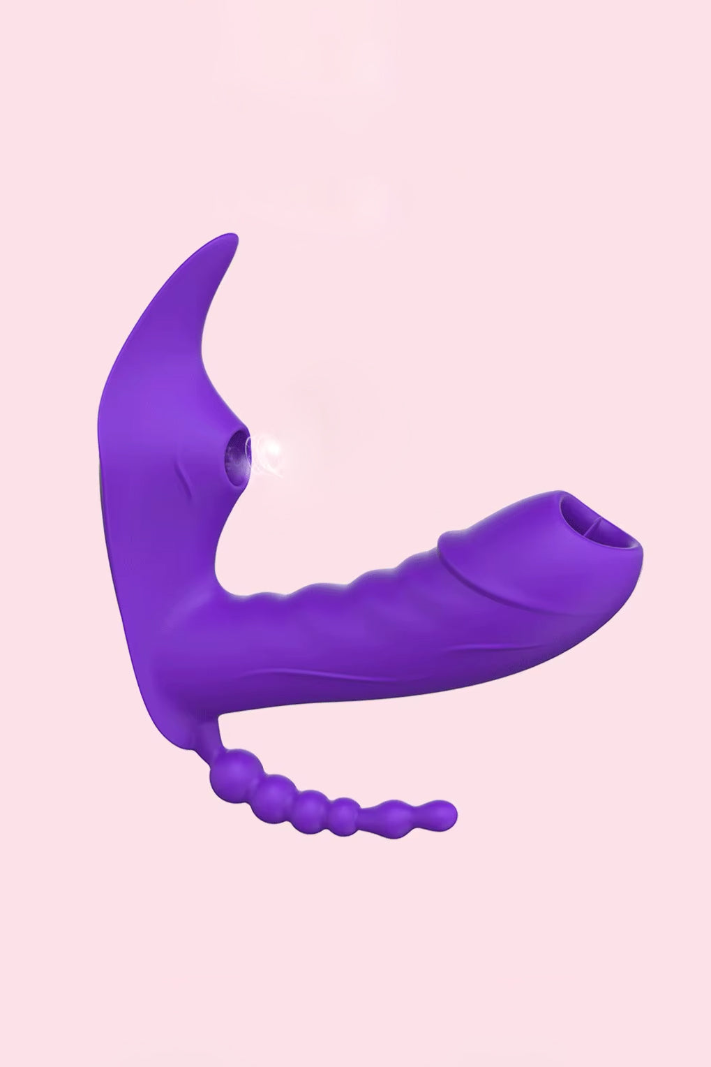 Flexible wearable vibrator with suction licking and anal beads