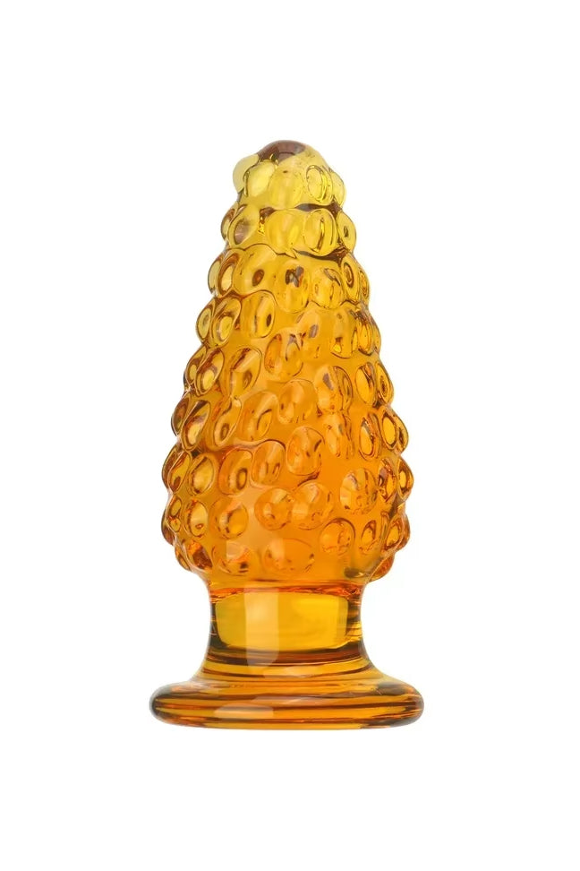 Glass Christmas Tree Butt Plug in Amber Gold