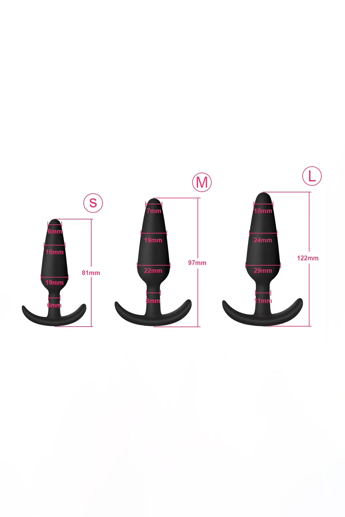 Graduated Anal Training Butt Plug Set Size Guide