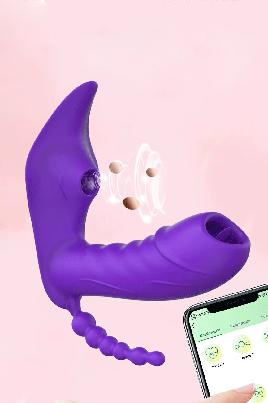 Heated app controlled couples women vibrator with suction and licking massager