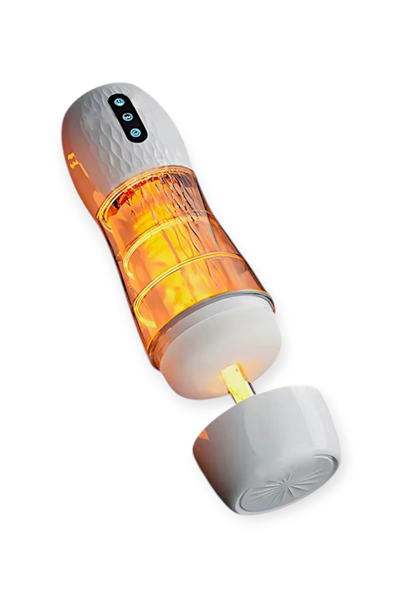 Heated male pleasure device with textured inner sleeve