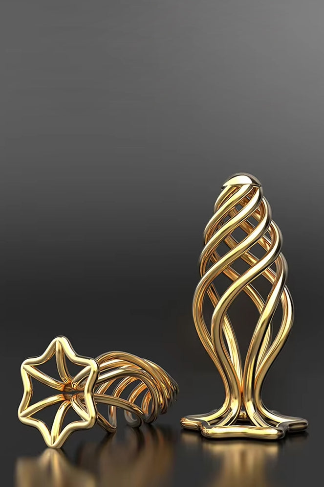 Hollow spiral metal anal butt plug 
