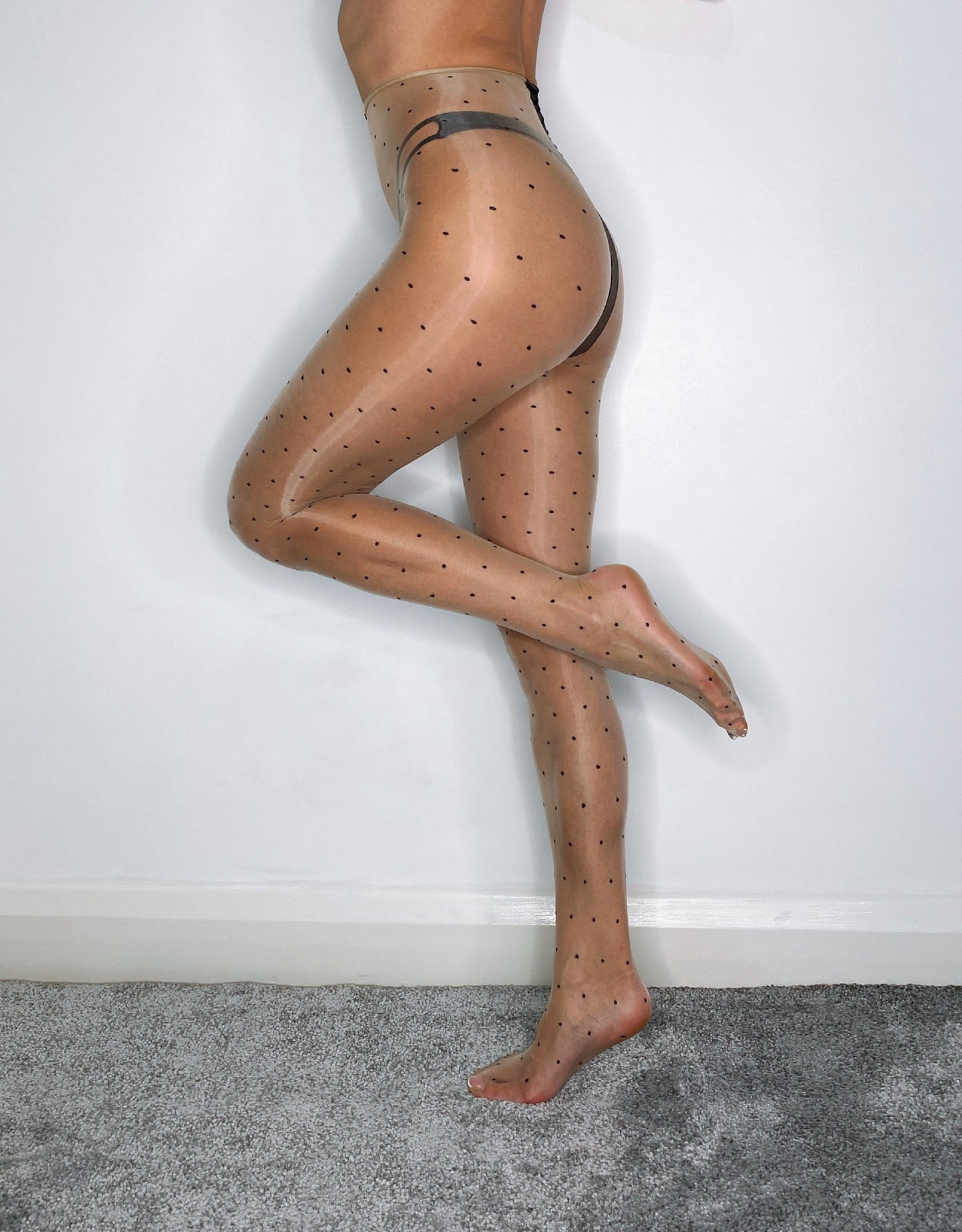 Tan Ultra Thin Oil Shine Dot Tights