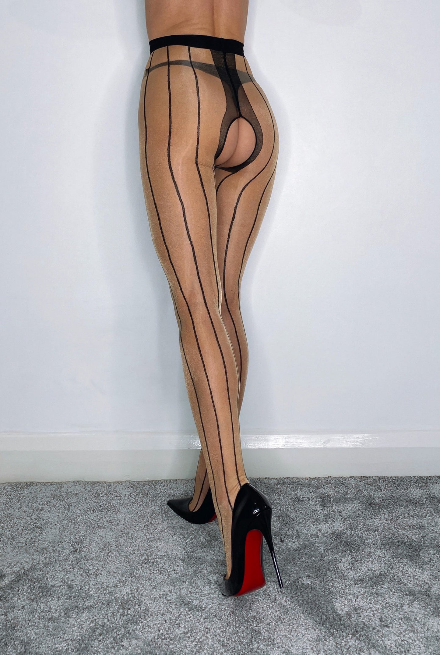 Light tan striped tights for special occasions
