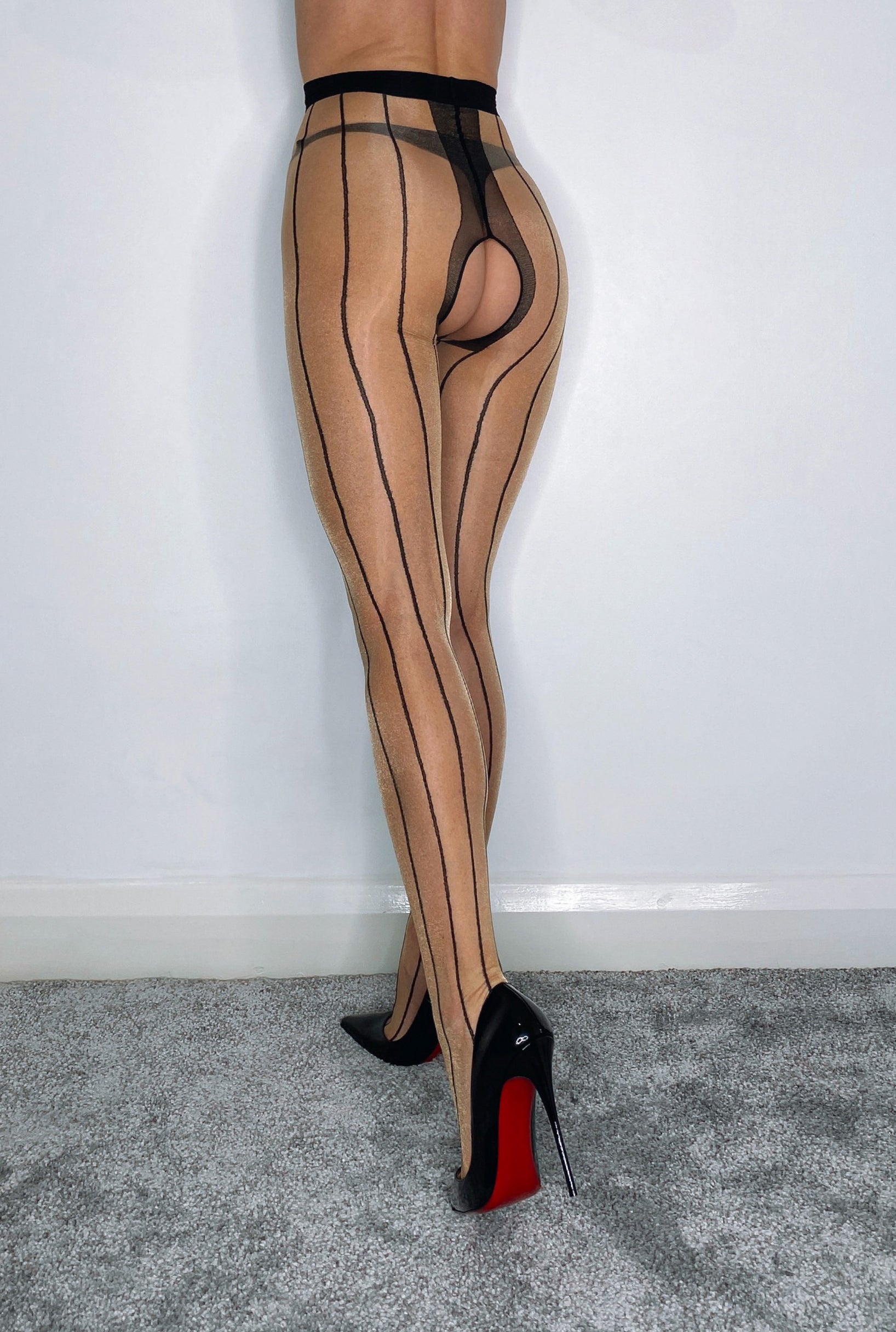 Light tan striped tights for special occasions