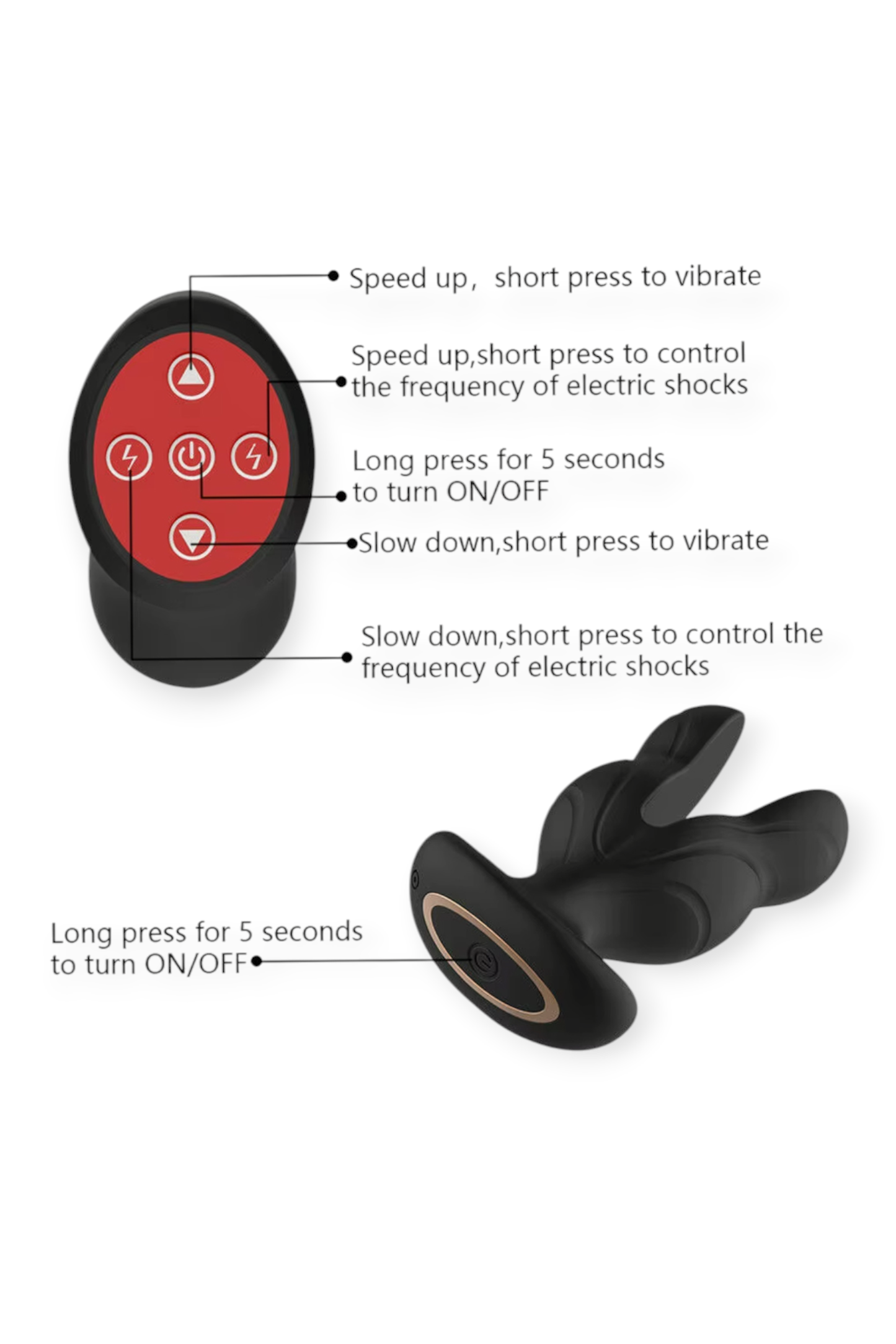 Large Wearable Butt Plug for Stretching and Extended Wear with electric pulses 