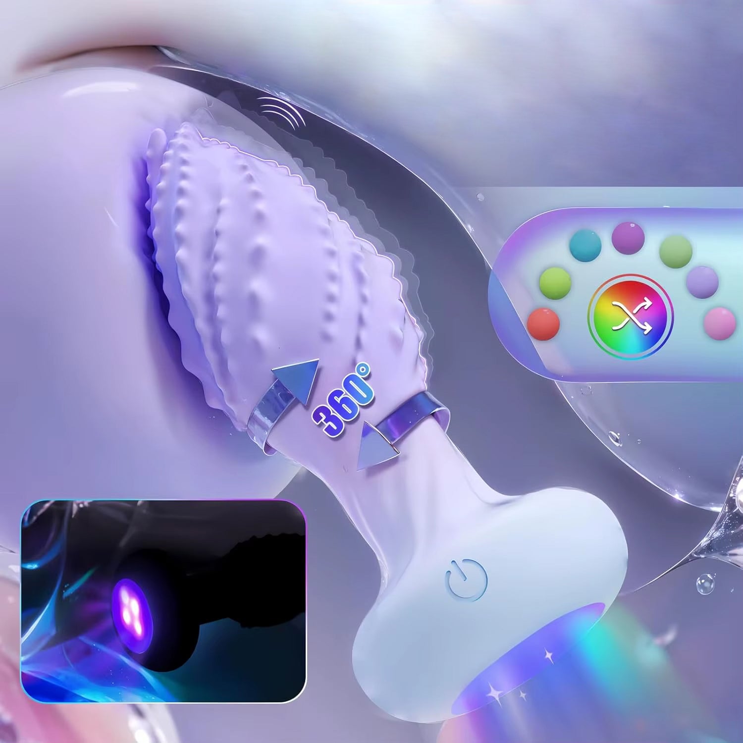 Light up purple butt plug waterproof adult accessory