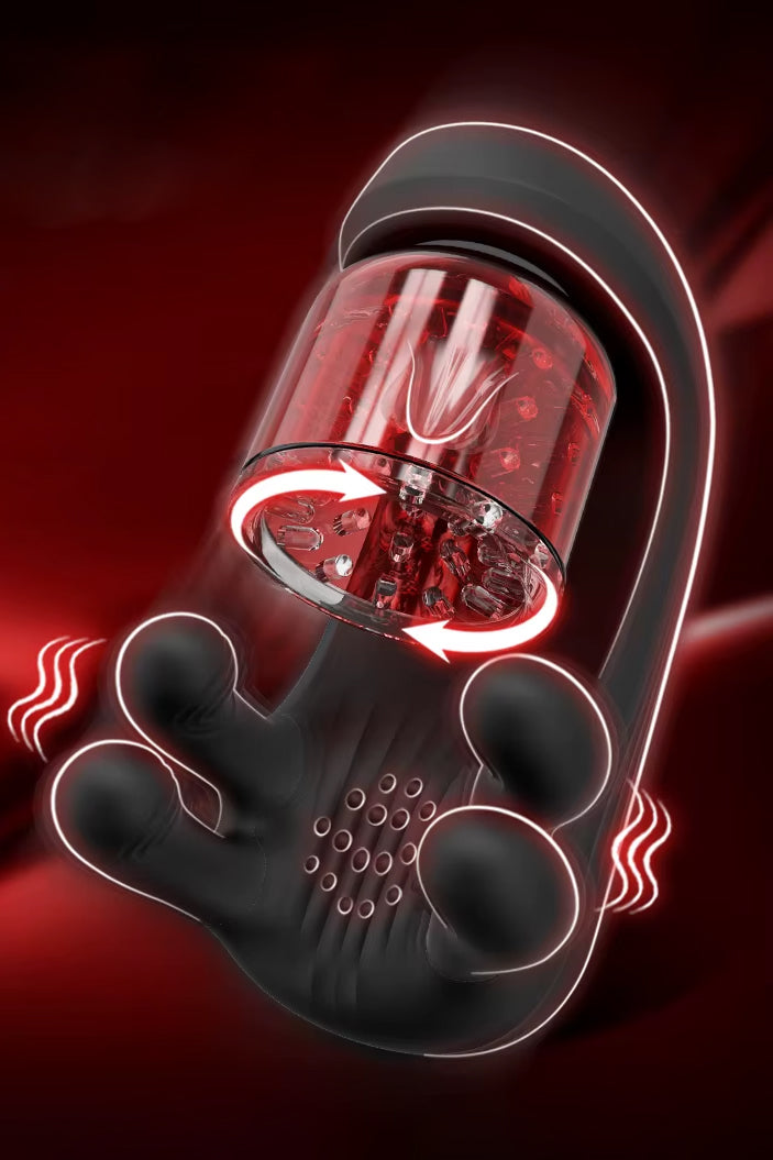 Male stroker with rotating tongue and vibration