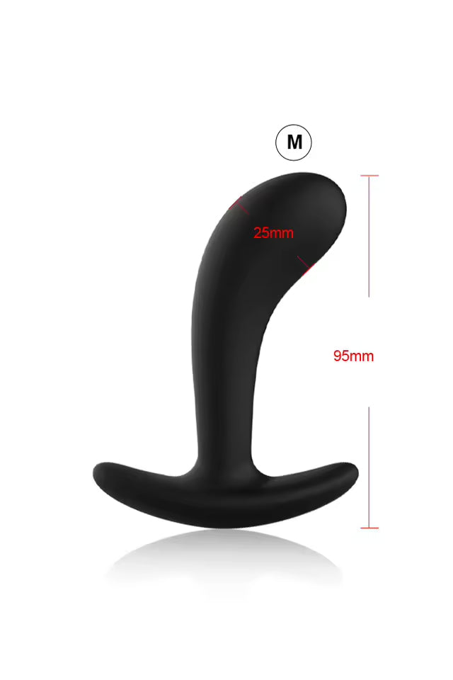 Medium Black Curved Silicone Prostate and Anal Plug