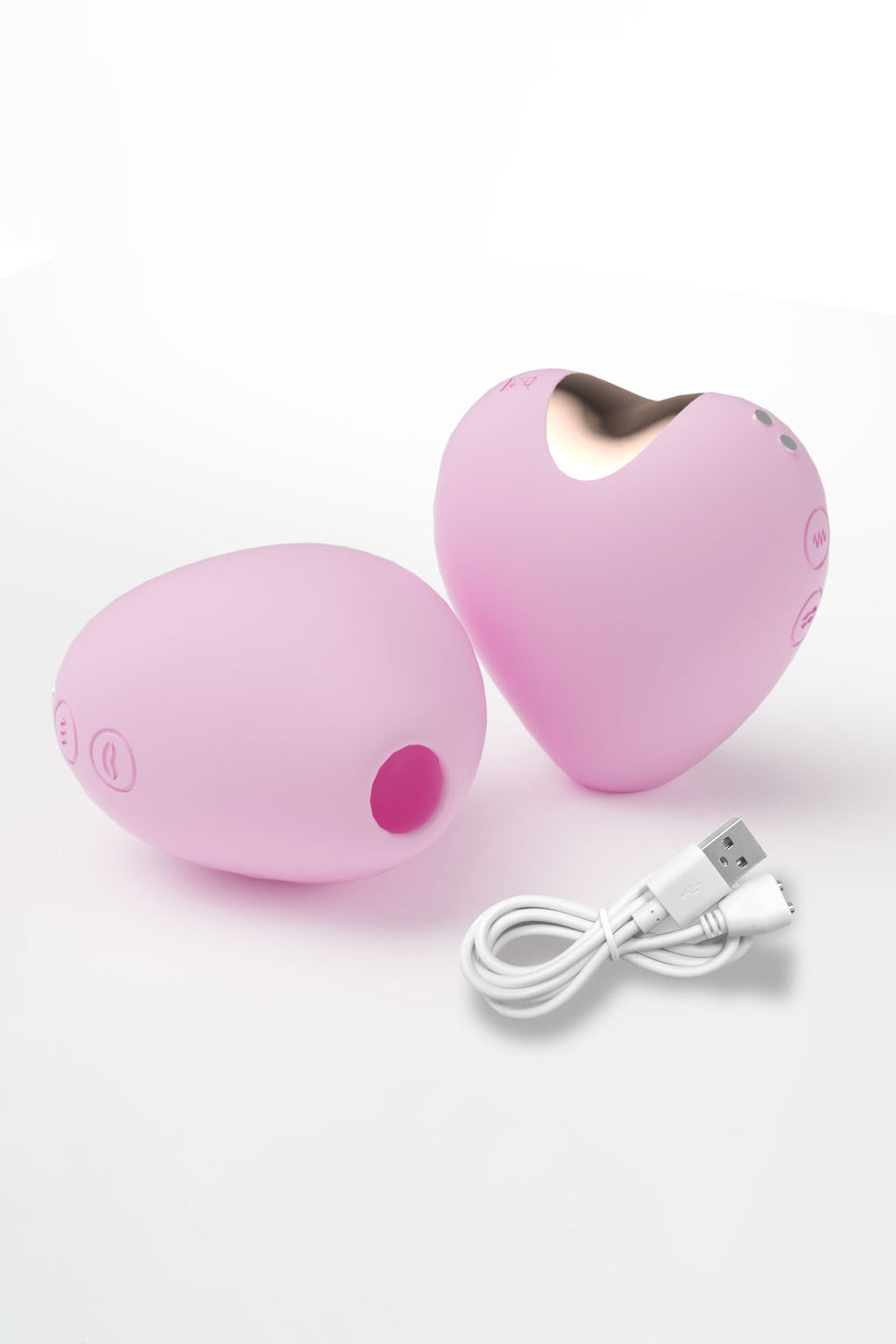 Pink heart-shaped clitoral suction stimulator